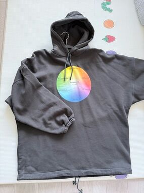 Balenciaga Black Hoodie with Rainbow Circle Graphic